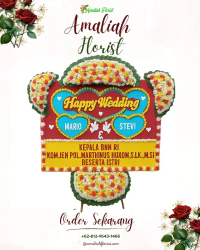 Karangan Papan Bunga Pernikahan di Giring
